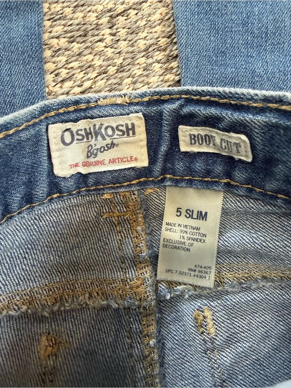 VTG Y2K OshKosh B'gosh Girls Boot Cut Slim Jeans Sz 5 Oshkosh Embroidered Pocket